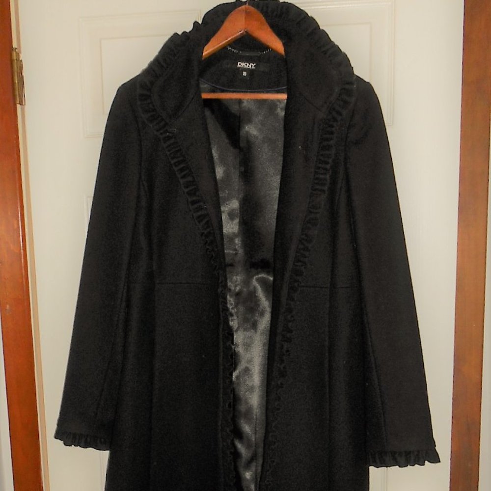 Wool Coat DKNY Knee Length Black